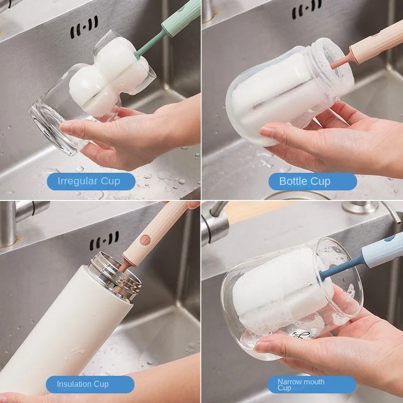 Hangable Sponge Brush Removable Cleaning Household Long Handle Bottle Insulated Cup Cleaning Cup Brush bottle brush bottle cleaning brush cleaning brush cleaning brush set