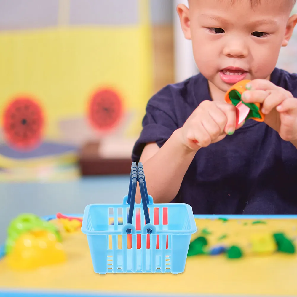 24Pcs 쇼핑 바구니 미니 데스크탑 슈퍼마켓 핸드 바구니 어린이를위한 창의적인 작은 저장 용기 역할 놀이 및 가정용