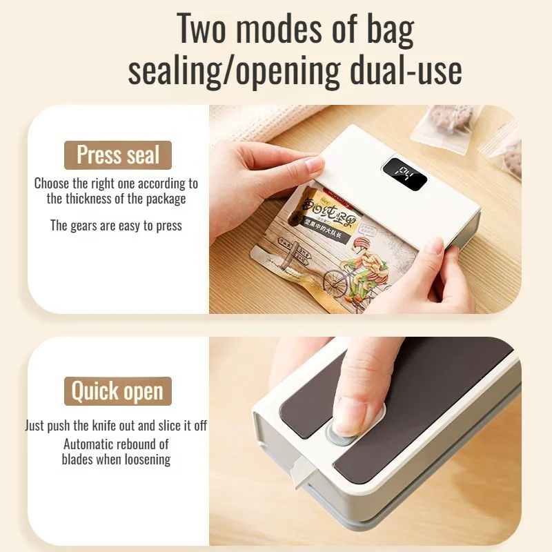 Mini Plastic Bags Sealer 2 in1 Heat Heat Bag Sealing Machine Portable Package Sealer Handheld Food Packaging
