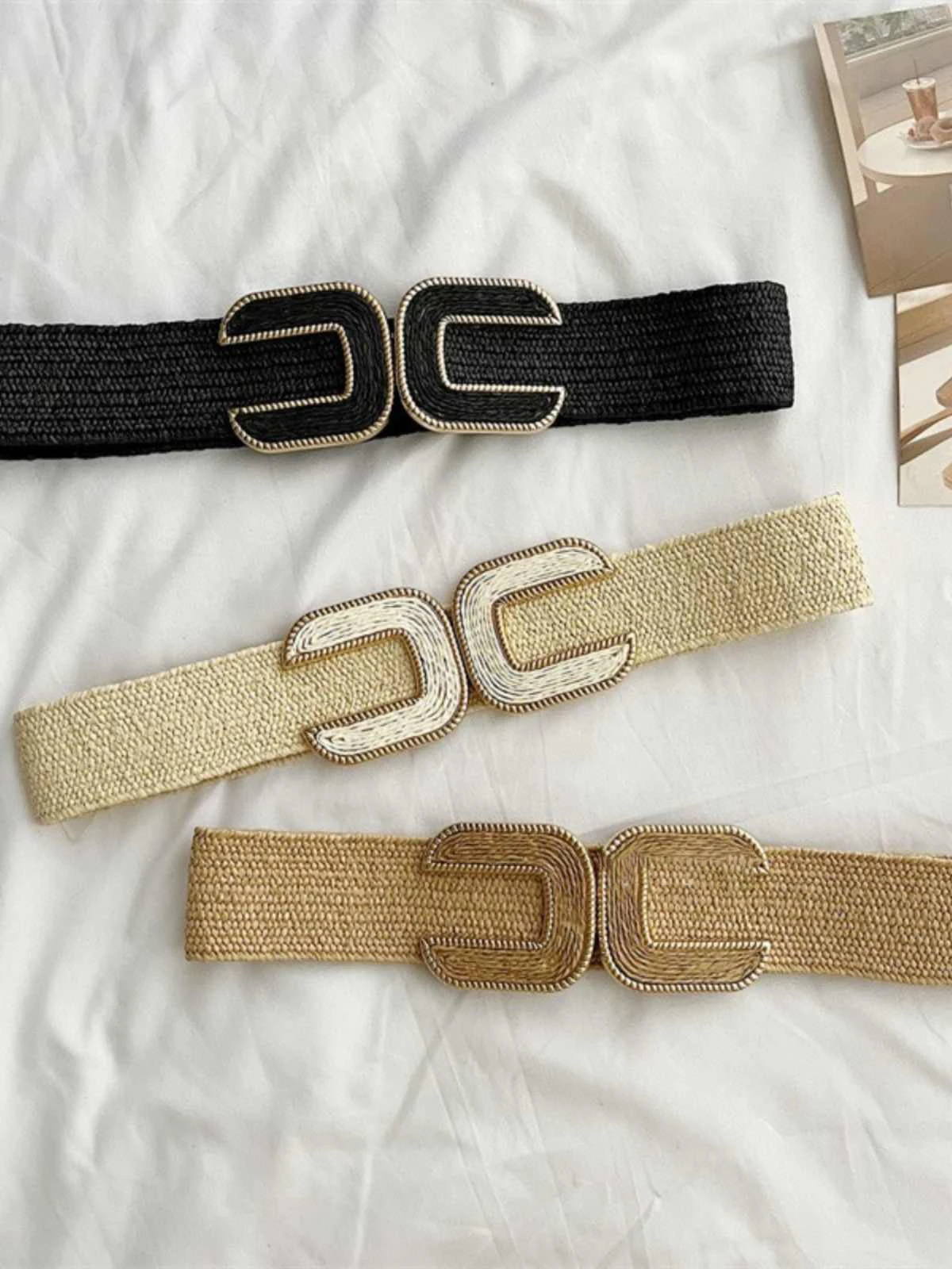 Design sense small elastic waist belt for women retro match for suit waist reduction and slimming womens dress belt