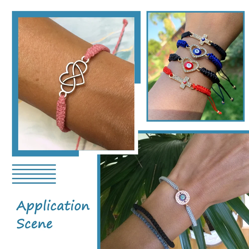 50pcs Braided Nylon Cord Bracelet Mix Color Adjustable Knitting Thread Amulet Success Wristband for DIY Jewelry Making 145~155mm 6