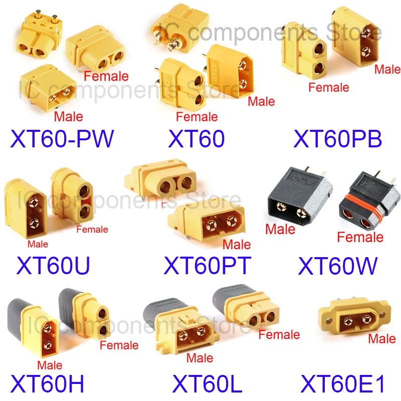 XT60 XT60E1 XT60H XT60U XT60L XT60W XT60PW XT60PT XT60PB Stecker und Buchse, Bananenstecker für RC Lipo Lithium-Akku Flugzeug