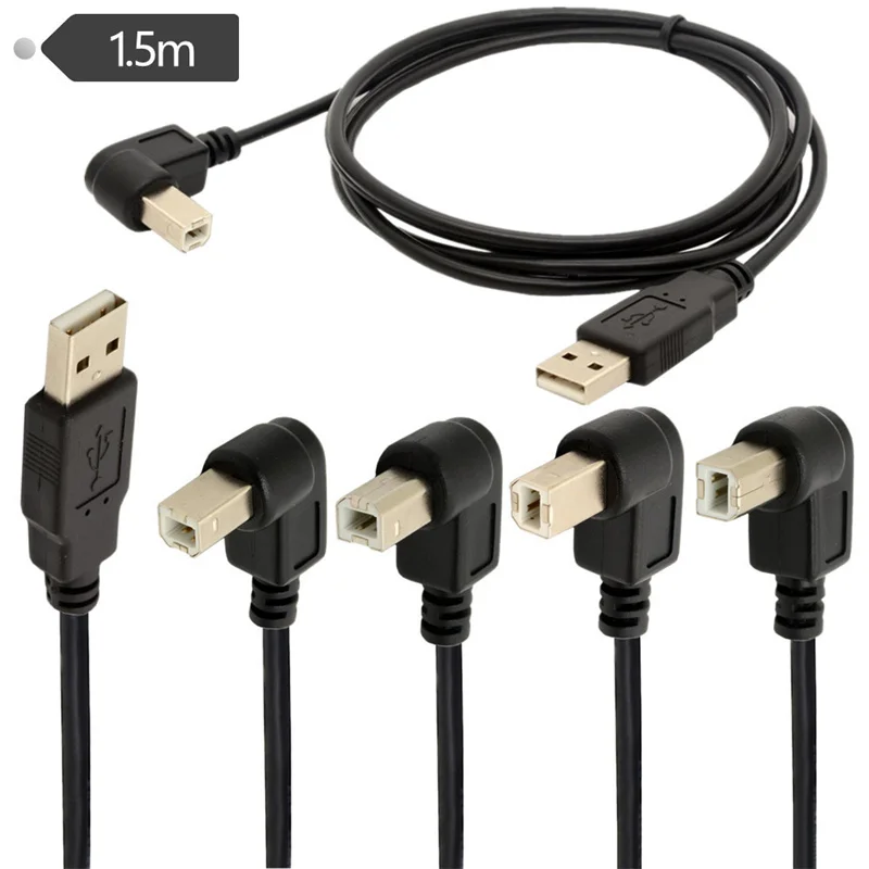 

0.5m 1.5m Type A Male to Type B Male 90 Angled Up Down Left Right USB 2.0 Printer Scanner Cable