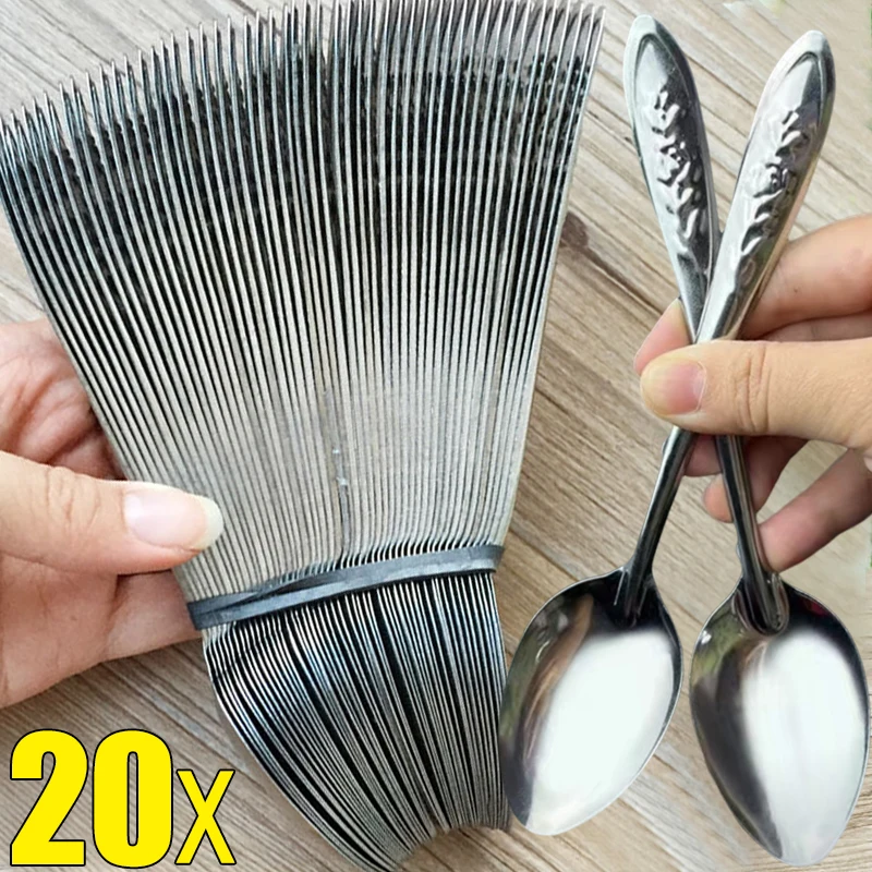 Silver Stainless Steel Spoon Creative Long Handle Rose Pattern Spoon Ice Cream Dessert Watermelon Scoops Kitchen Tableware stainless steel spoon