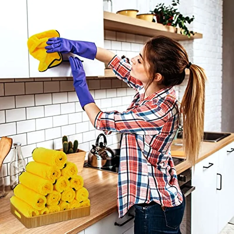Microfiber Cleaning Towel Thicken Soft Drying Cloth Car Body Washing Towels Double Layer Clean Rags 30/40/60cm 15/10/5/3pcs