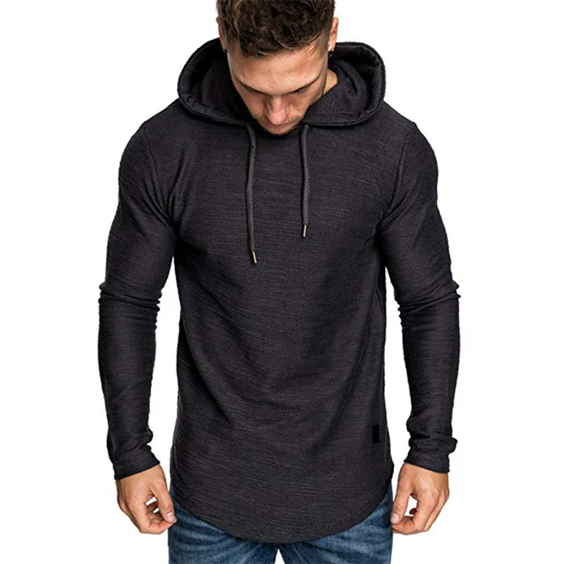 

Autumn Long Sleeve Hooded Sweatshirt Men's Solid Color Simple Style Comfortable Casual Hoodie Male Youth Slim Fit Sports Top 3XL