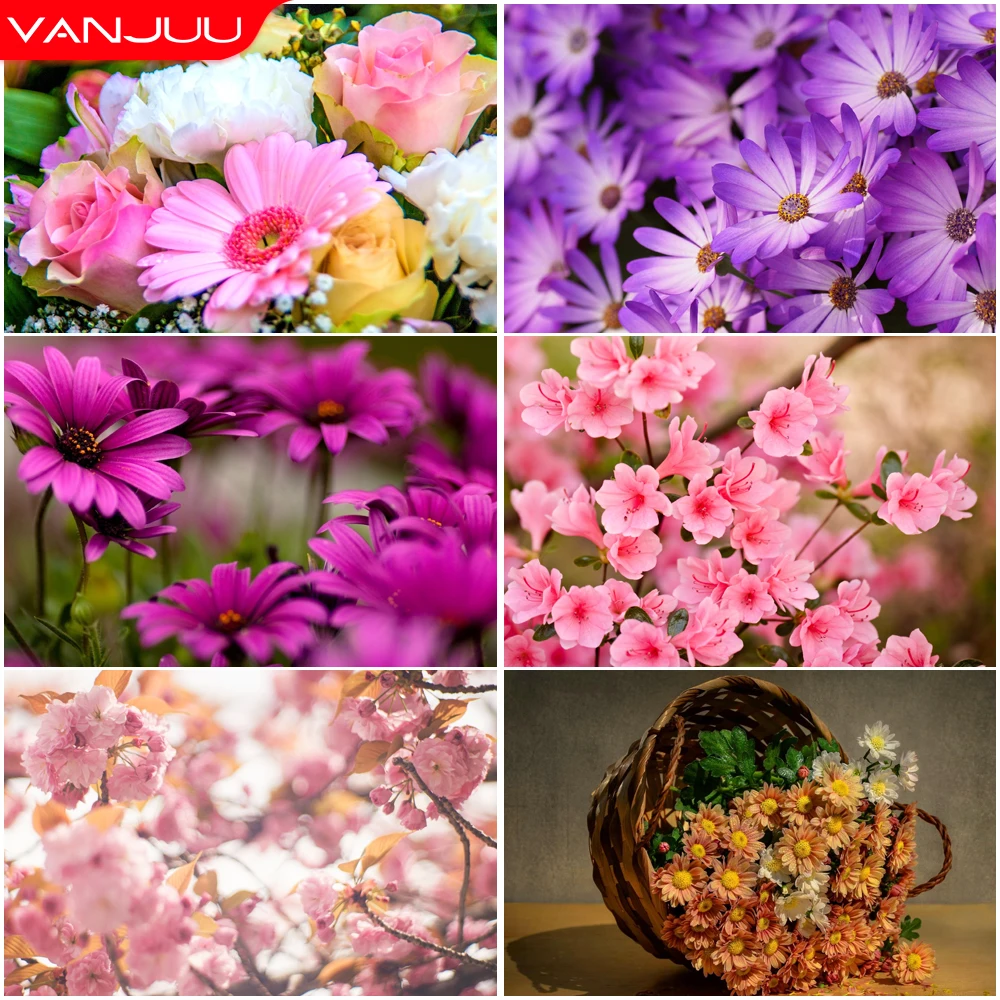 

Flowers 5D Diamond Painting Colorful Flowers Diamond Painting Mosaic Full Drill Diamond Embroidery Painting Home Decor