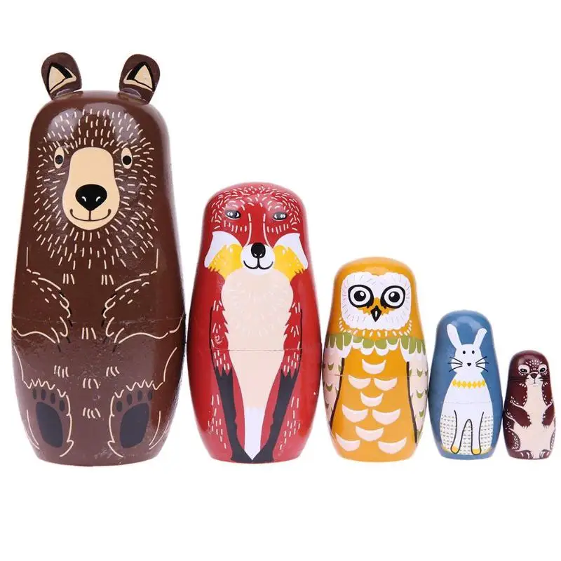 Set of 7 Beautiful Little Girl Fairy Tale Pattern Handmade Wooden Traditional Russian Nesting Dolls Matryoshka Dolls for Kids Toy Birthday Home Decoration 