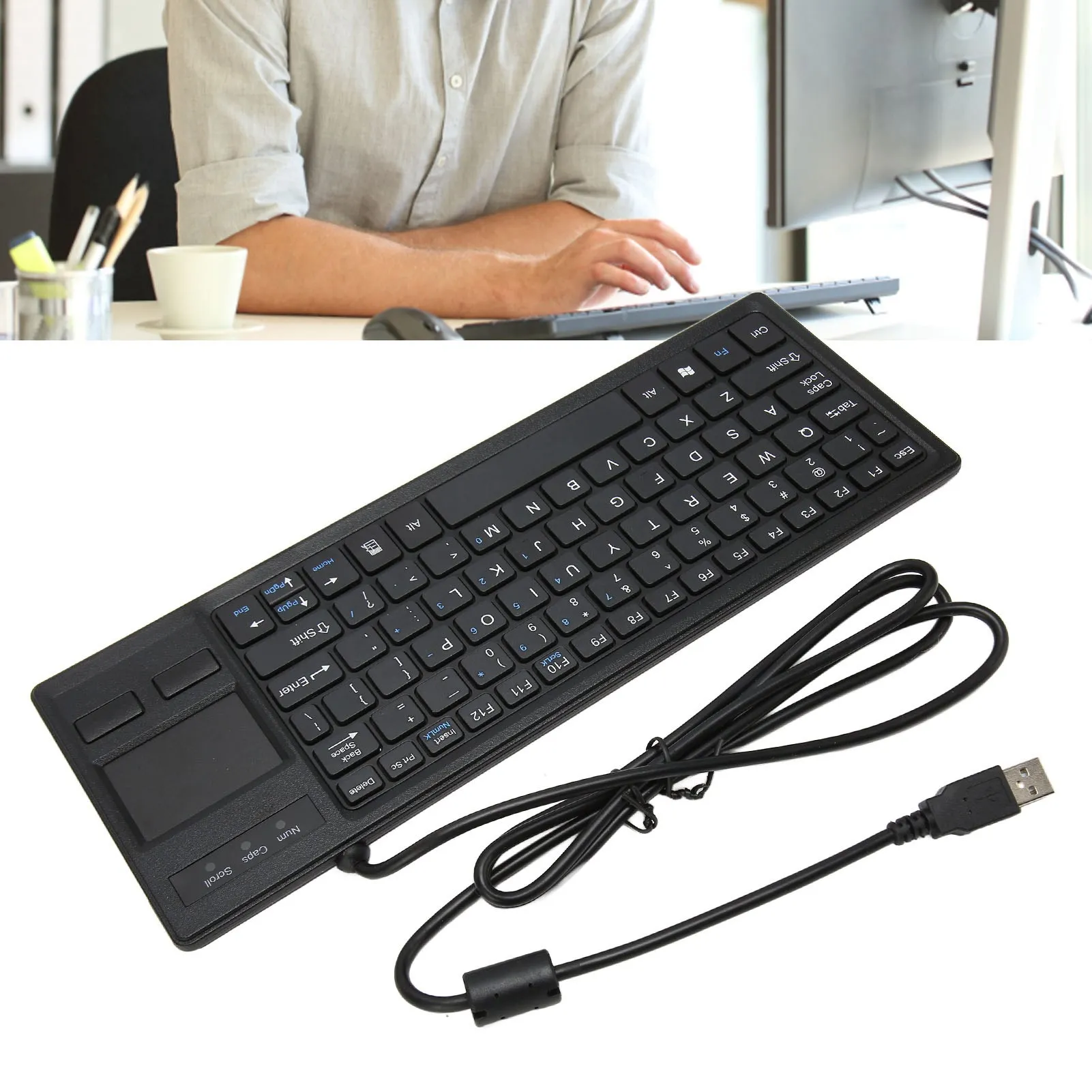 Wired Keyboard K 800 Keyboard with Touchpad Wired  Thin Mini Compact Touch Keyboard with HUB Function Wired Touch Keyboard - 3