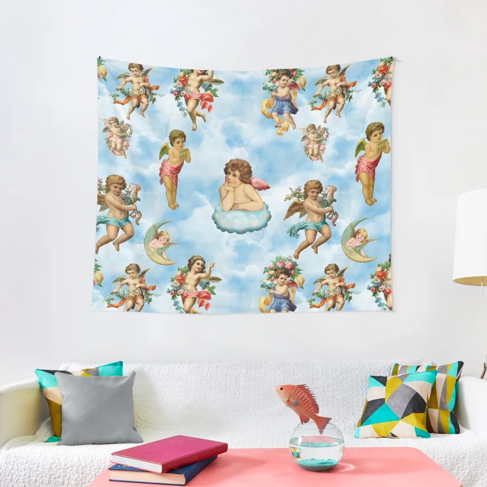 

angel cherub clouds antique Tapestry Wall Art Funny Room Aesthetic Room Decore Aesthetic Tapestry
