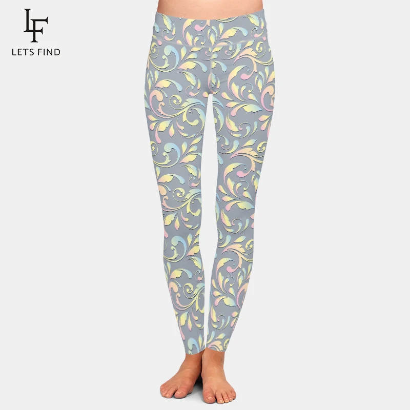 LETSFIND High Quaility Women Fitness Leggings Fashion Flowers Printing Soft Slim Women High Waist Leggings brands women fashion legging purple cartoon owl printing leggins sexy slim legins high waist leggings woman fitness pants