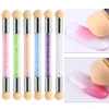 1Pcs Gradient Shading Nail Brush Double-ended Soft Sponge Replaceable Heads Nail Art Brush Rhinestone Handle Nail Painting Brush 1
