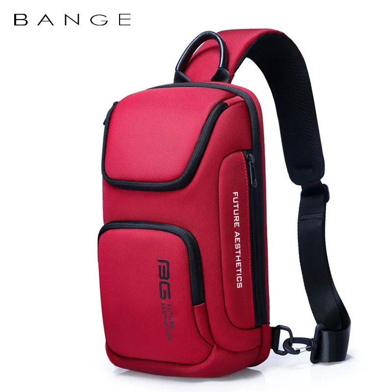 Chest Bags BANGE Large Capacity Men's Messenger Bag Ultralight and Portable Multi Pocket Waterproof Backpack Travel Chest Bag for 9.7" iPad