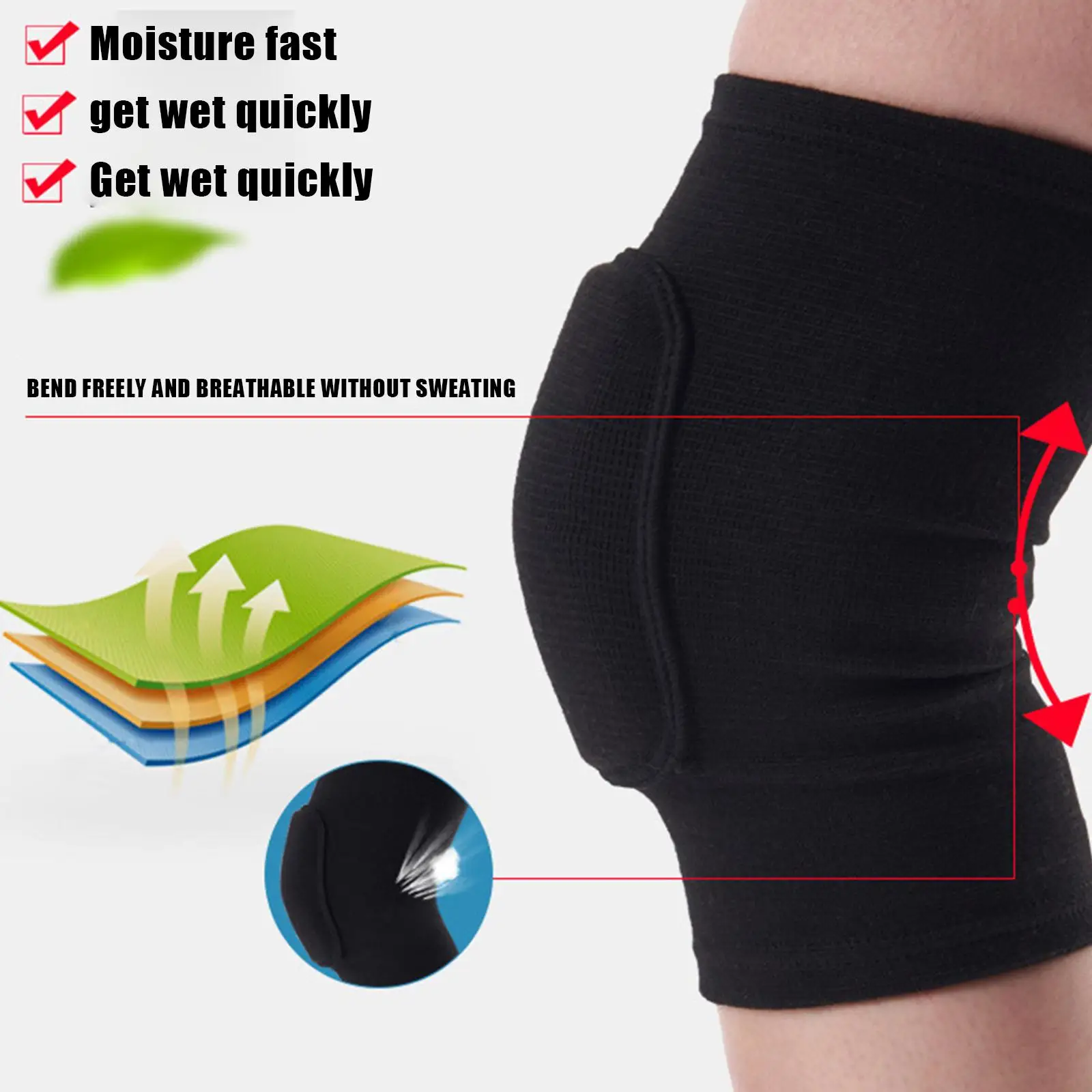 Sports Compression Knee Pads Elastic Knee Protector Thickened Sponge Knees Brace Support For Dancing Workout Training 2PCS knee pad knee support knee brace knee wraps