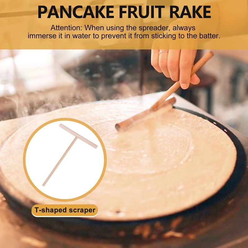 Trend 4Pcs T Shape Crepe Maker Pancake Batter Wooden Spreader Stick, Wooden Crepe Tools,Crepe Spreaders For Making Crepes