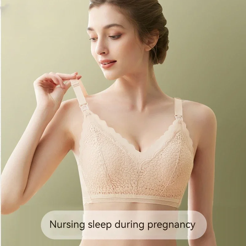 New Lace Up Buckle Without Steel Ring to Prevent Sagging Breastfeeding Bra is Soft and Comfortable For Pregnant Women in Large 2