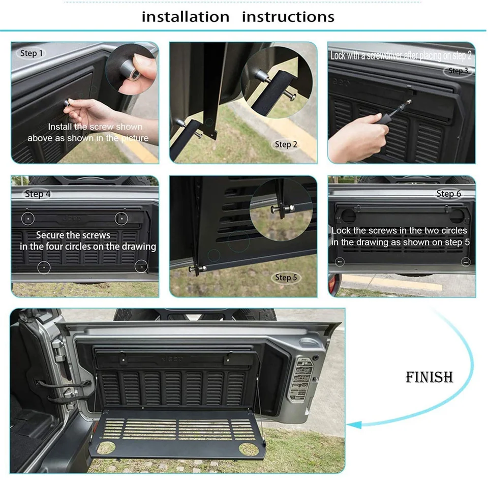 Klapbare achterkleptafel Achterklep Tafel vouwbaar vrachtrek achter deurtafel voor Jeep Wrangler JK