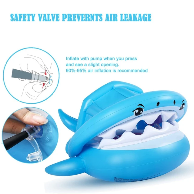 Baby Swimming Pool Float Ring Toddler Floaties With Removable Inflatable Canopy Shark Infant For Kids Aged 6 36 Months 2