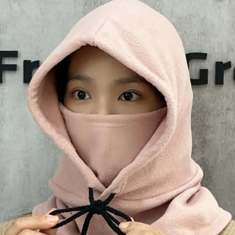 Winter Protection Snug Hat Wool Lining Beanie Windproof Thick Fleece Bonnet Anti Cold Balaclava Cycling Jogging Warm Cotton Caps