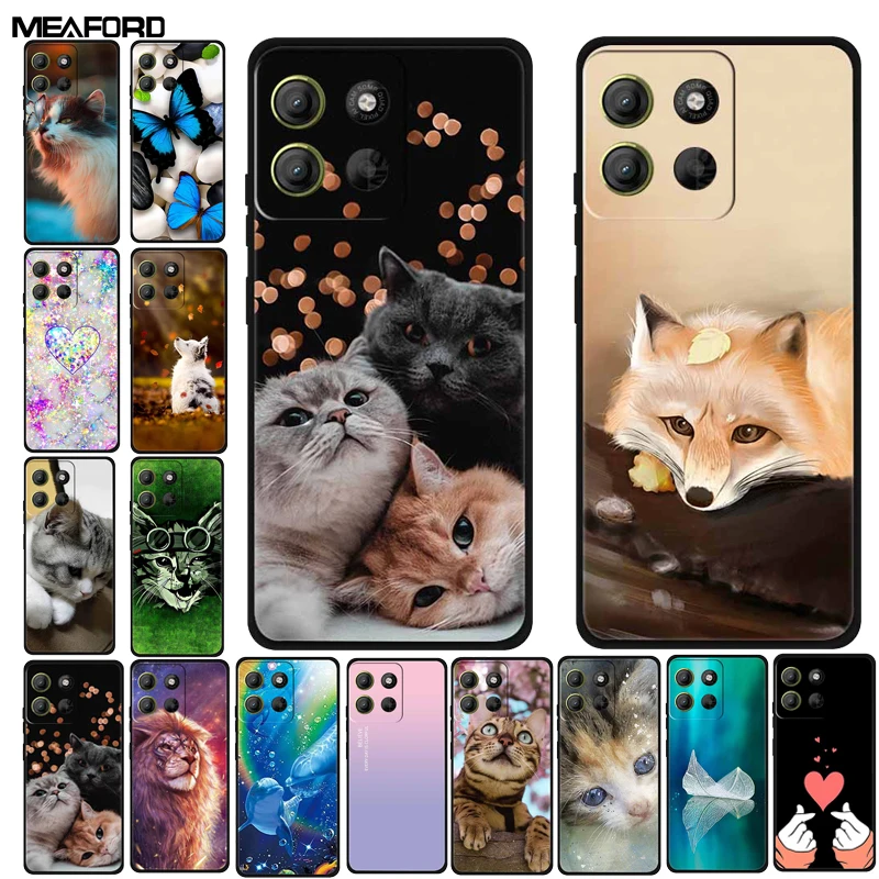 Painted Cats Soft Silicone Lovely Back Case - Cute Cat Design Phone Cover
