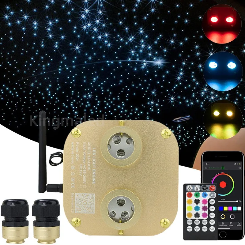 

Dual Heads 20w RGBW Twinkle Fiber Optic Light Source app Music Controller LED Engine Driver for Starry Sky Car Star Roof Light