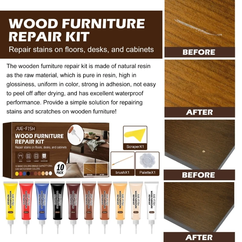 Kit di riparazione per mobili Stucco per legno Pennarello per ritocchi Strumento per la rifinitura di mobili
