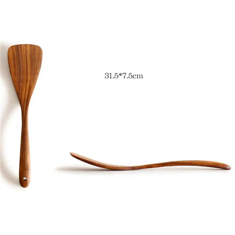 Description Picture 3 of itemThailand Teak Natural Wood Tableware Spoon Ladle Turner Long Rice Colander Soup Skimmer Cooking Spoons Scoop Kitchen Cook Tools