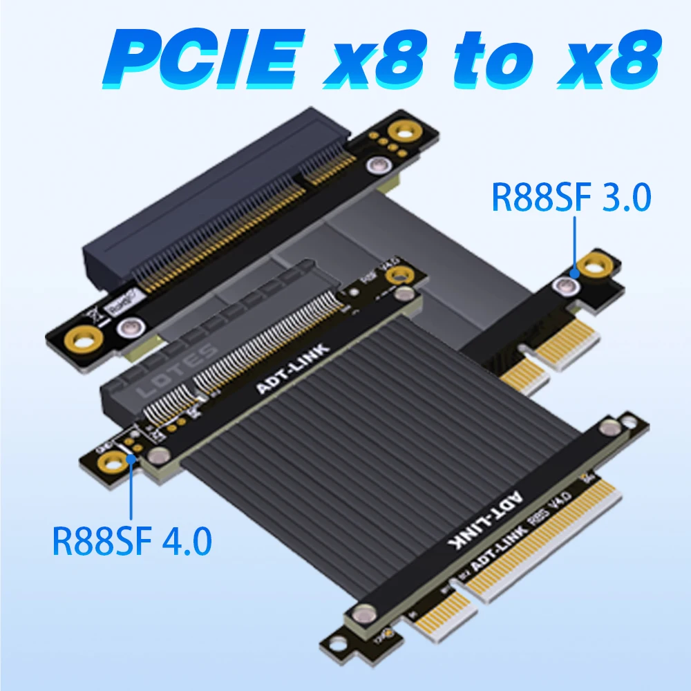 

R88SF PCIe 4.0 3.0 X8 To X8 Adapter Extension Cable Riser PCI-E PCI Express 8x for 810a Chassis Graphics Video Cards Extension