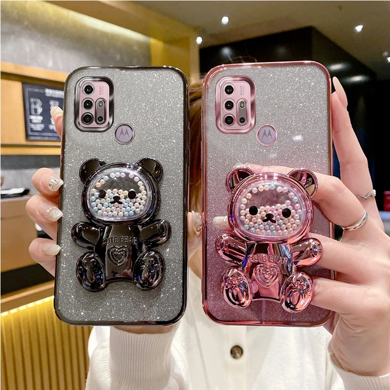 Sparkling Bear Bling Silicone Phone Holder Case