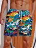 2024 3D Printed Hawaiian Vacation Style Printing Shorts Men's Casual Board Shorts Swim Trunks Drawstring Breathable Short Summer 2
