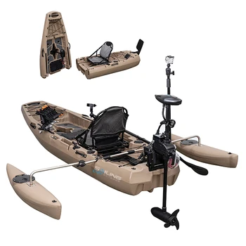 10ft Modular, Detachable, Foldable Fishing Kayak With Pedals Suited for Electric Motor 1