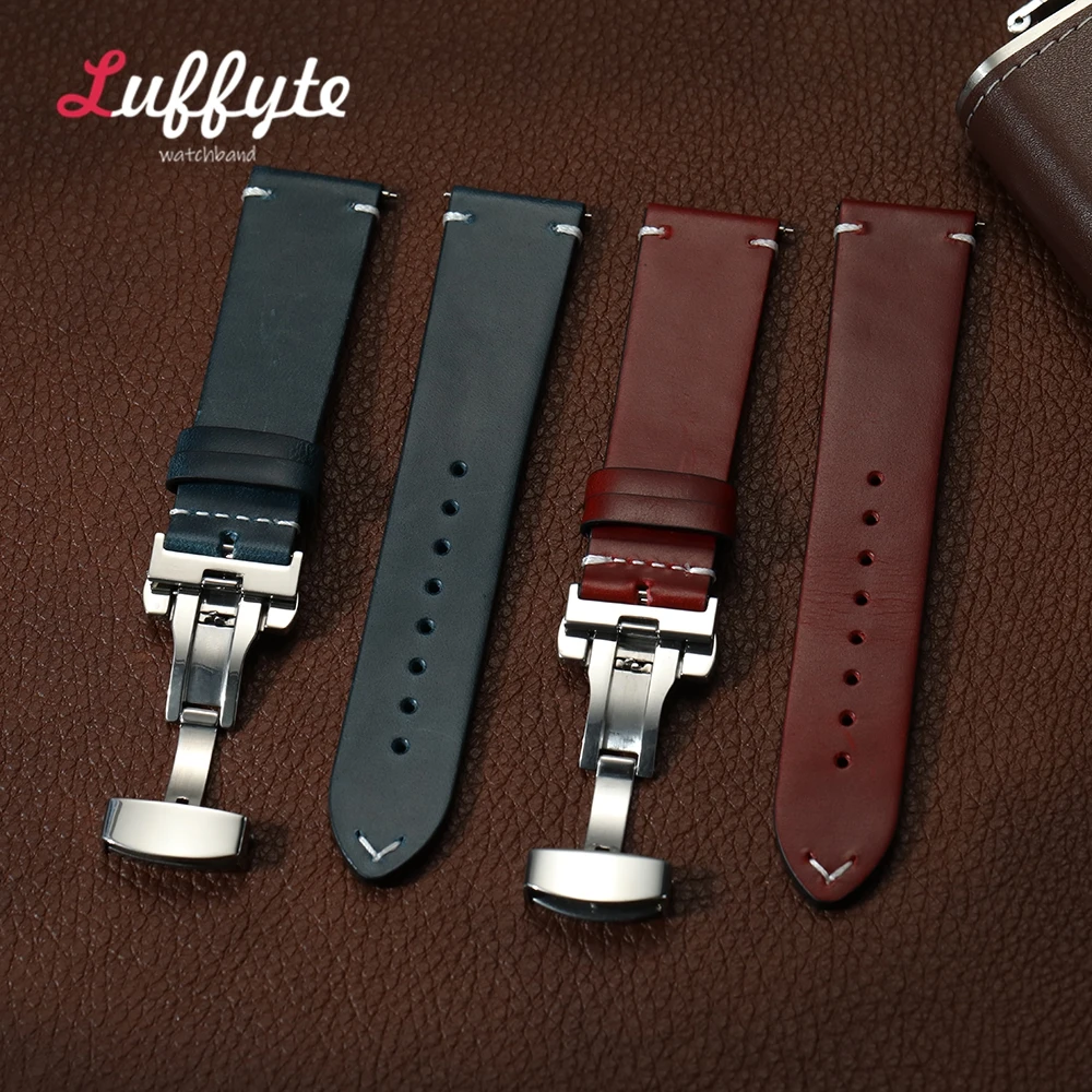 Premium Leather Watch Band with Quick Release & Butterfly Buckle - Universal Size