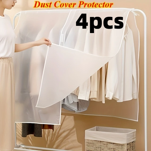 Housse anti-poussière pour vêtements, 4 pièces, translucide, pour robe, vêtement, organisateur suspendu, étanche, anti-poussière, rangement pour vêtements 1