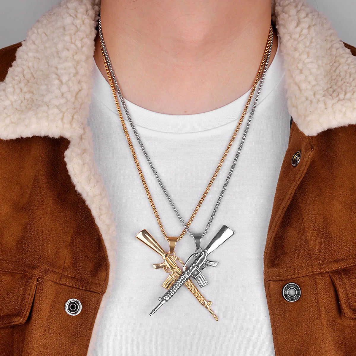 Stylish Men's Punk Hip Hop Necklace Pendant - Stainless Steel Jewelry Gift