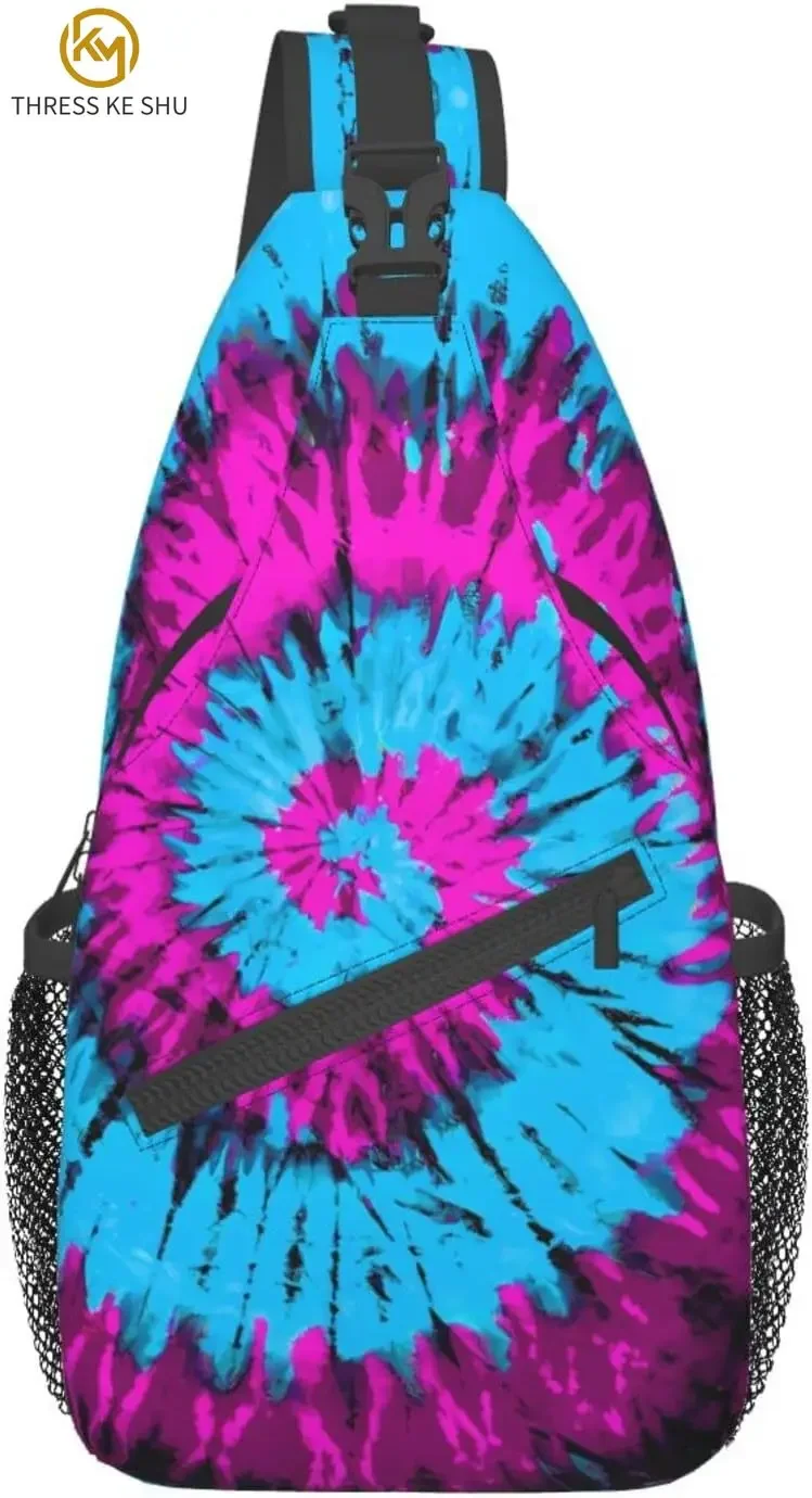 

Rainbow Tie Dye Sling Bag Crossbody Chest Backpack Daypack Shoulder Bags with Adjustable Strap Hiking Travel Walking Biking