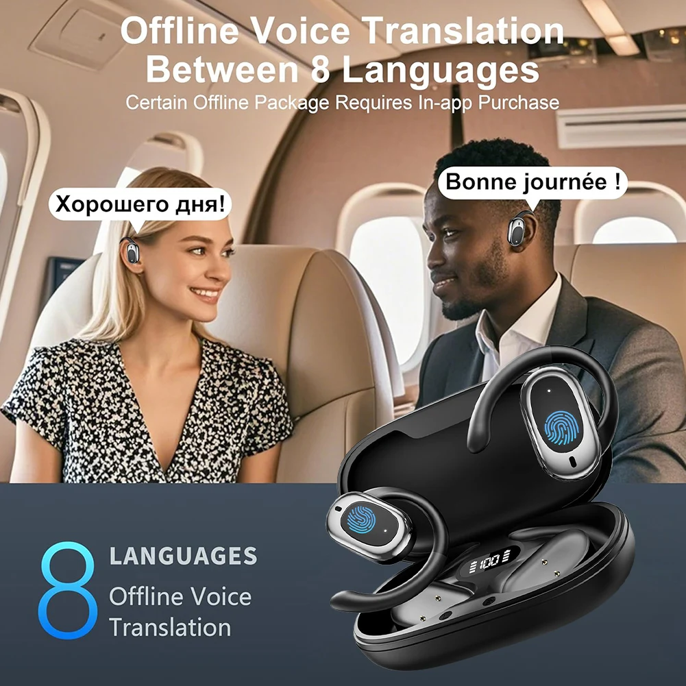 M57 AI Translator Headset Wireless Bluetooth Earphone 3-in-1 144 Language Translation Eadbuds Real-time Translators Headphones