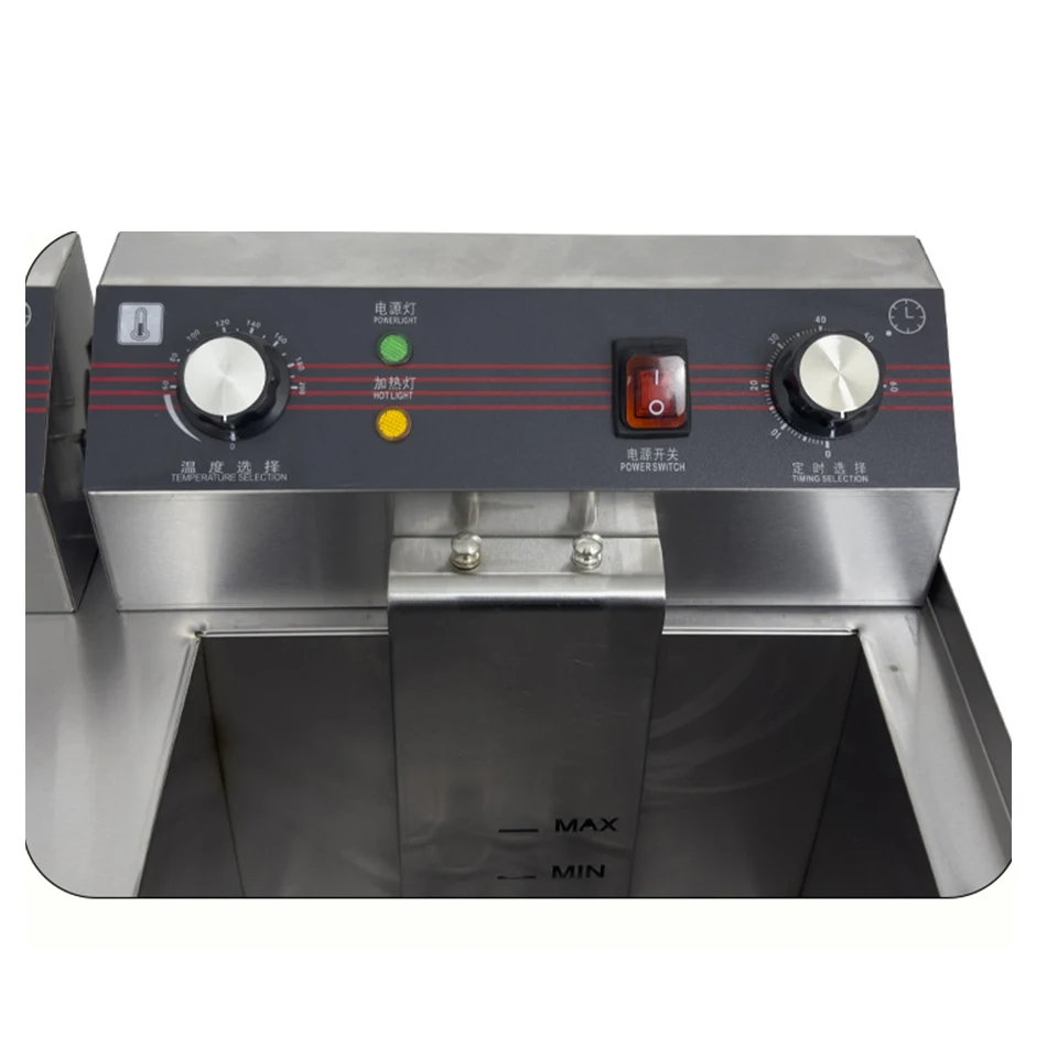 SC-181V-2 18+18L Electric Deep Fryer Stainless Steel Commercial Deep Fat Fryer Countertop with Drain and Timer