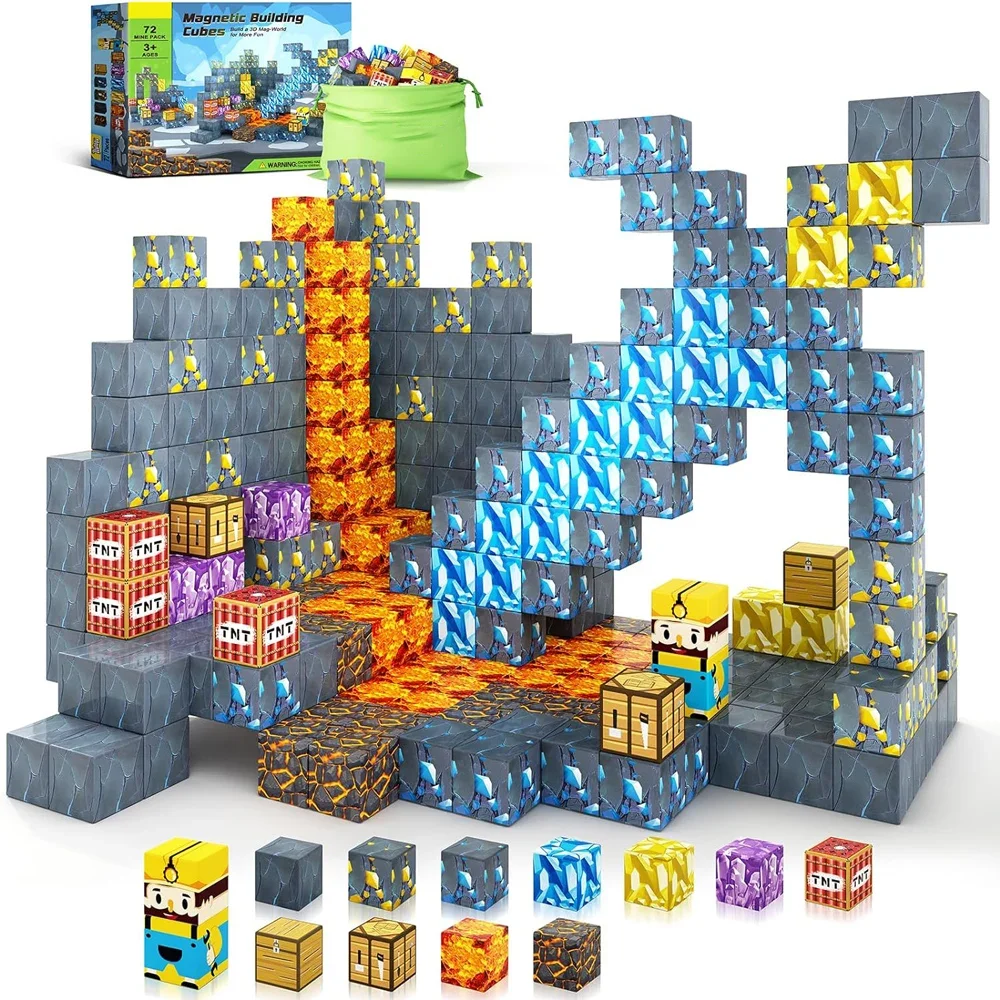 Magnetic Mine World Cube Building Blocks Magnet World Set for Boys Girls Age 3+ DIY Model Children Buildable Game Sensory Toys 1