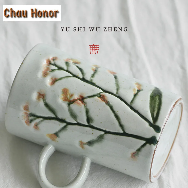 350ml Creative Hand-painted Daily Pottery Coffee Mug Couple Handgrip Cups Afternoon Tea Mug Office Water Cup Beer Mug Drinkware