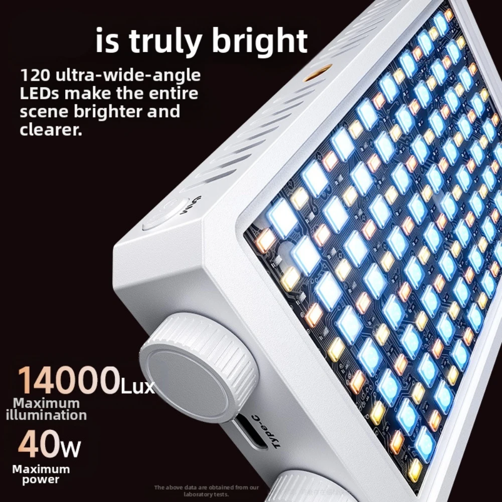 스트리밍, 사진 촬영, 콘텐츠 제작용 RGB 조명 40W, USB 충전식 배터리 옵션 및 외부 DC 전원 지원