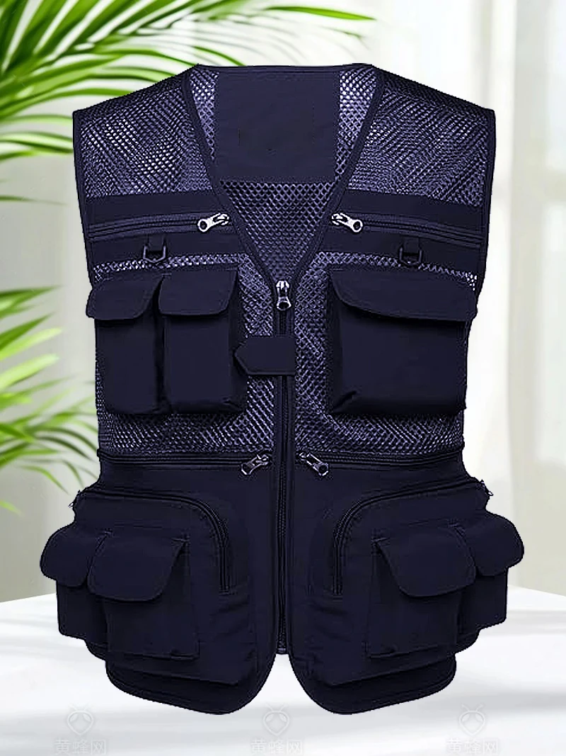 Men's Outdoor Vest Summer Work Safari Fishing Travel Photo Vest with Pockets Slim Fit Tactical Sleeveless Jacket Men Mesh