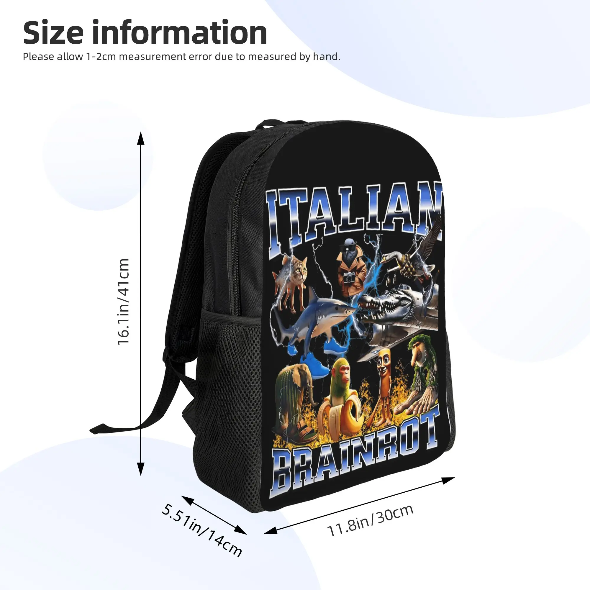 Bombardiro Crocodilo Tralalero Tralala Cool Backpack 스포츠 학생 이탈리아 Brainrot Daypack 남성용 여성용 노트북 캔버스 가방