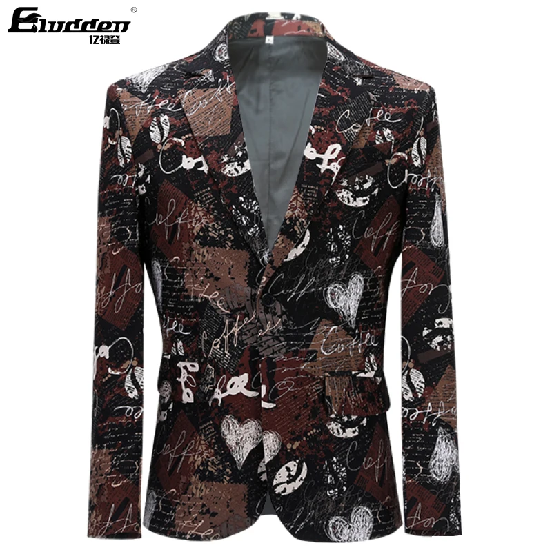 MenRetro Vintage Newspaper Print Casual Blazer Hombre Men DJ Singer Night Club Slim Fit Suit Jacket Prom Party CostumeNewspaper men blazers