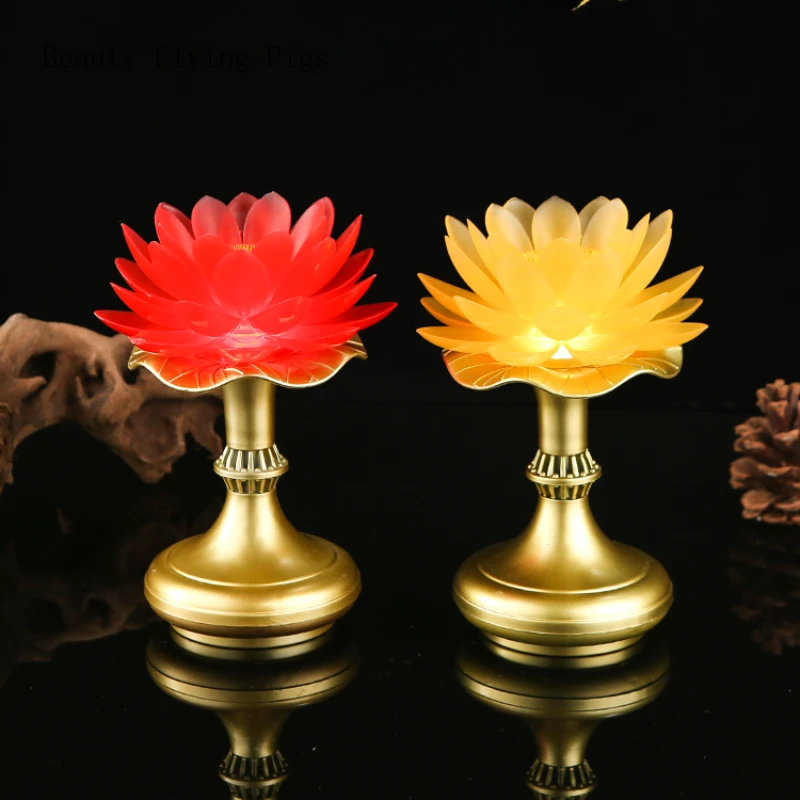 

Plug-in 110-220v Plastic Lotus Lamp Buddhist Utensils Home Decoration Pray for Auspiciousness Buddhist Temple Worship Feng Shui