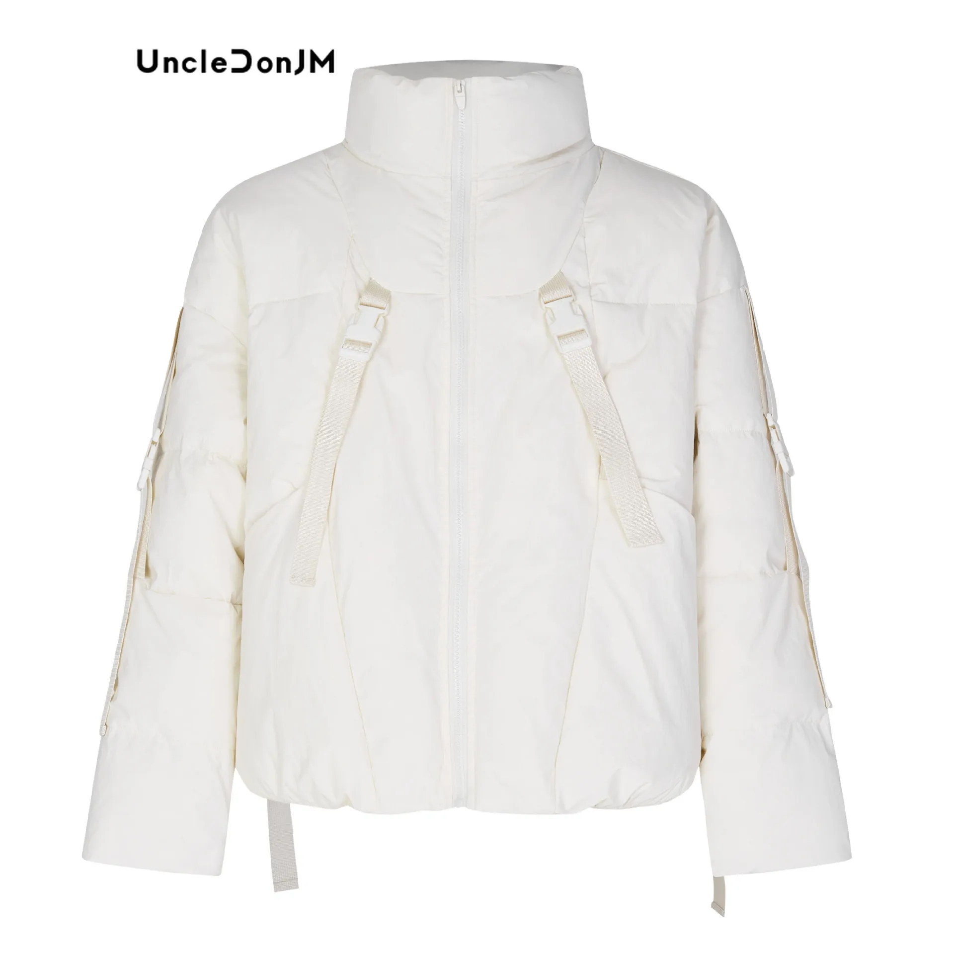 

Deconstructed Ribbon Puffer Jacket Thickened Warm Cotton Parkas for Men Coat Winter