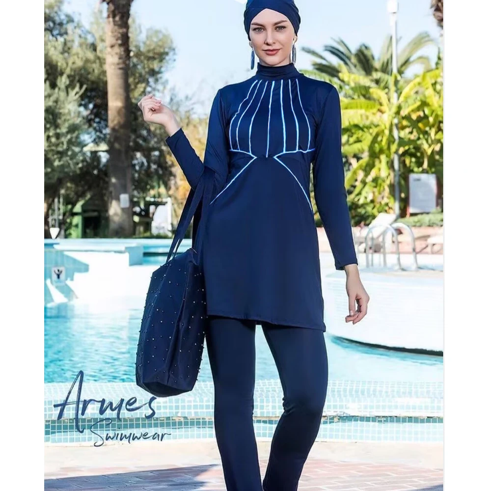 Muslim Sports Swimsuit Conservative Sunscreen Long-sleeved Three-Piece