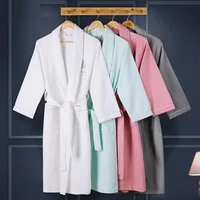 100% Cotton Waffle Bathrobe Men Women Couple Nightgown Hotel Bathrobes Spring Autumn Waffle Bath Robes Sleepwear Nightwear 1