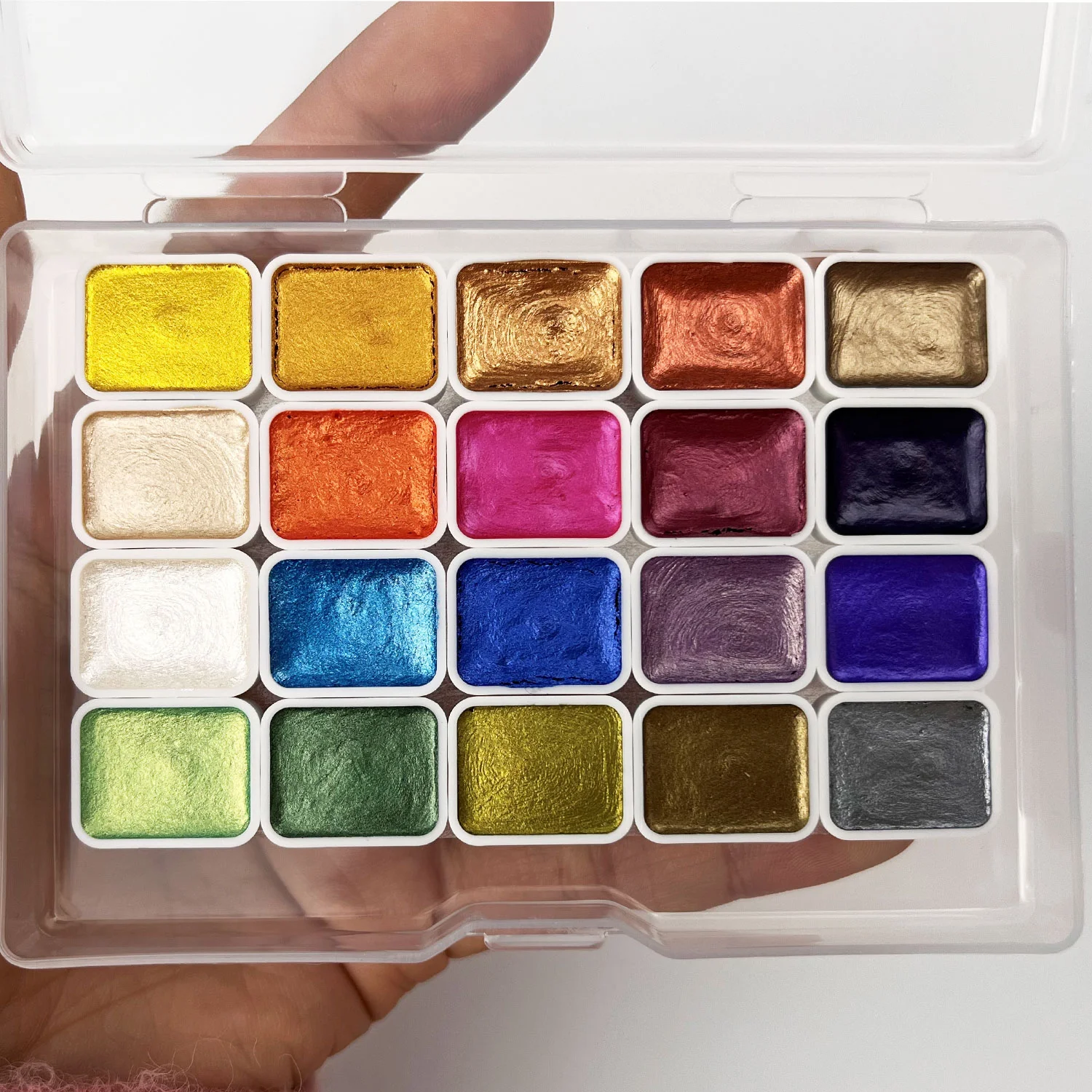 20 Colors Metal Watercolor Painting Set Portable Box Shiny Pearls Solid Watercolor Painting Art Supplies