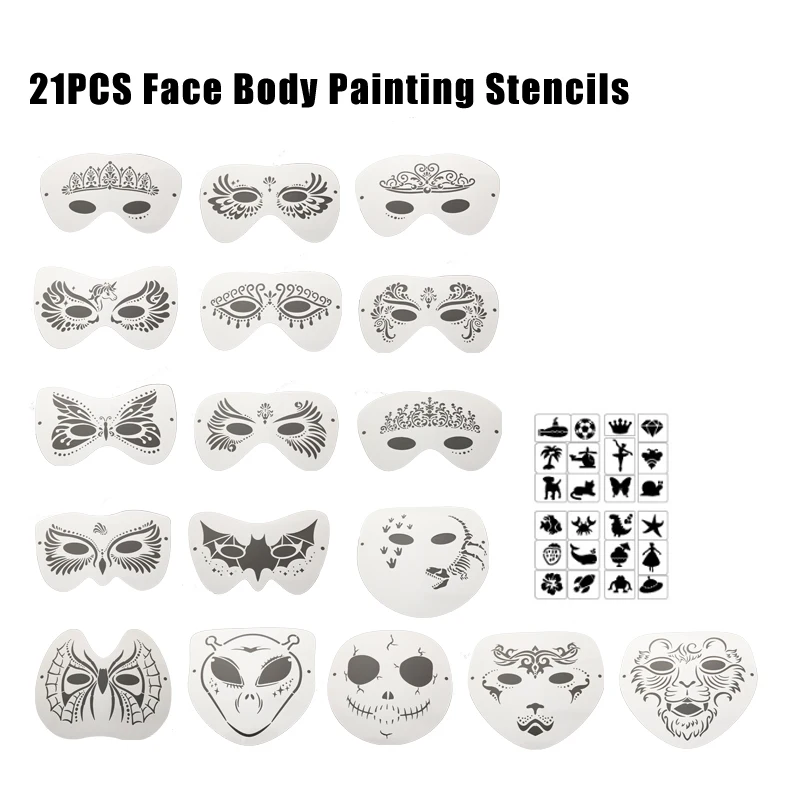 Professional21FacePaintingStencilsWashableEasilyUseDIYStencils