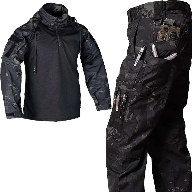 Camo Tactical Uniform Hunting Shirts Wear Resistant Outdoor Hiking Training Sets Clothing Ghillie Suits Combat Pants Men Suit 6